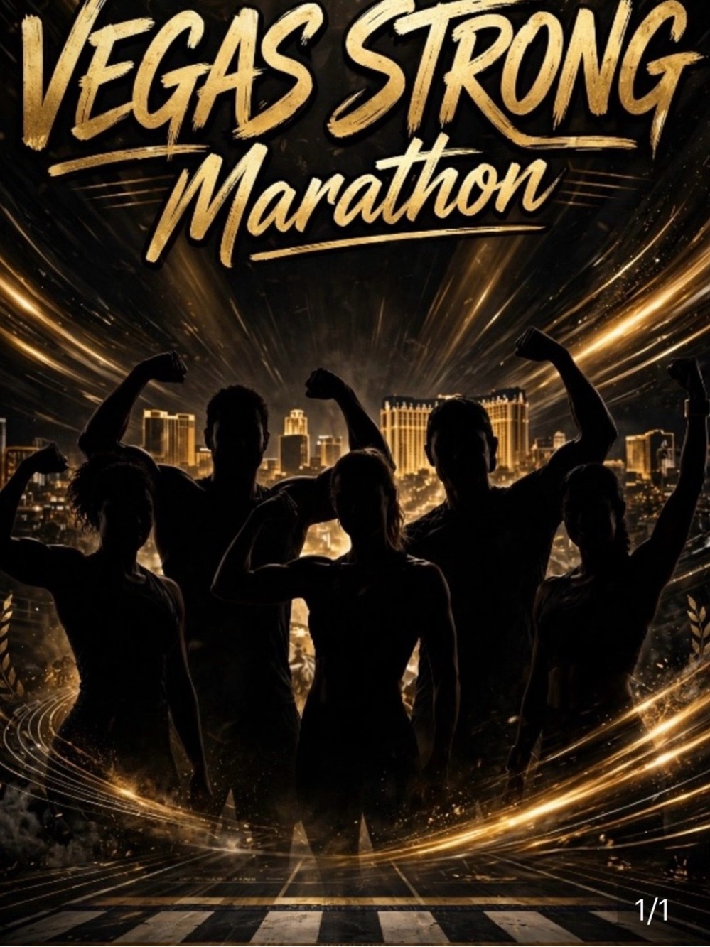 Vegas Strong Marathon Poster - Gold & Black